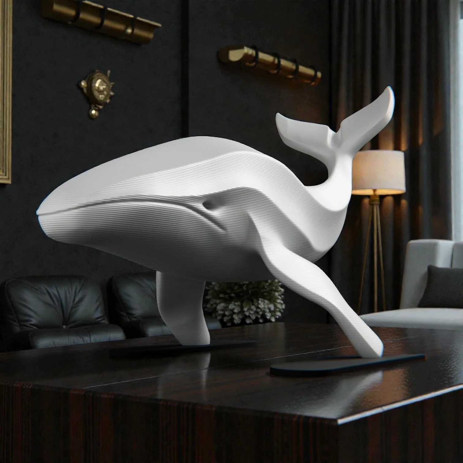 Detalle de Escultura Ballena Minimalista 22 cm