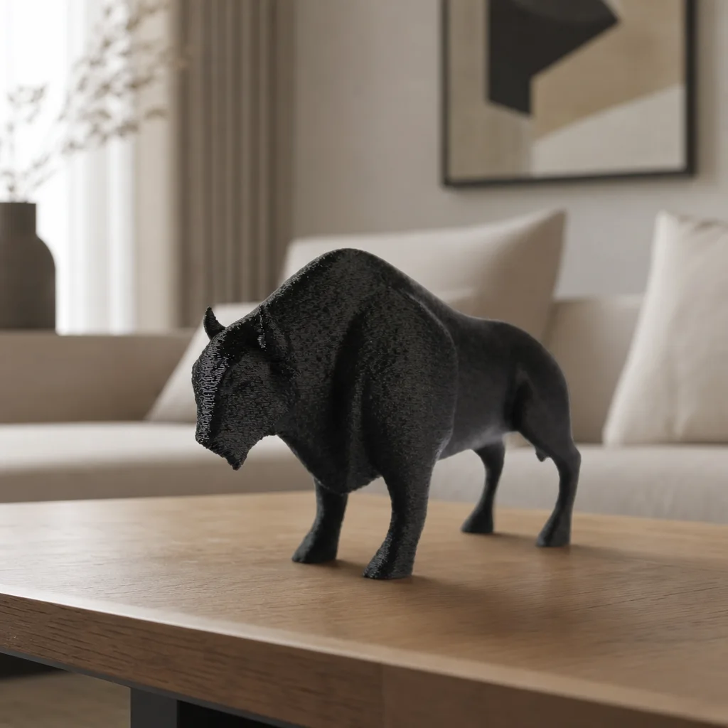 Detalle de Escultura Bisonte Minimalista 15 cm
