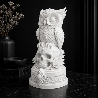 Escultura Búho con Calavera 17 cm - Ariz Creativo