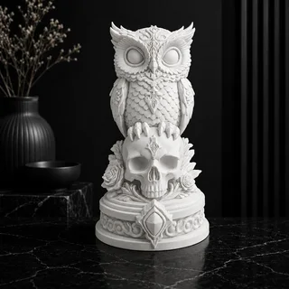 Escultura Búho con Calavera 17 cm - Ariz Creativo