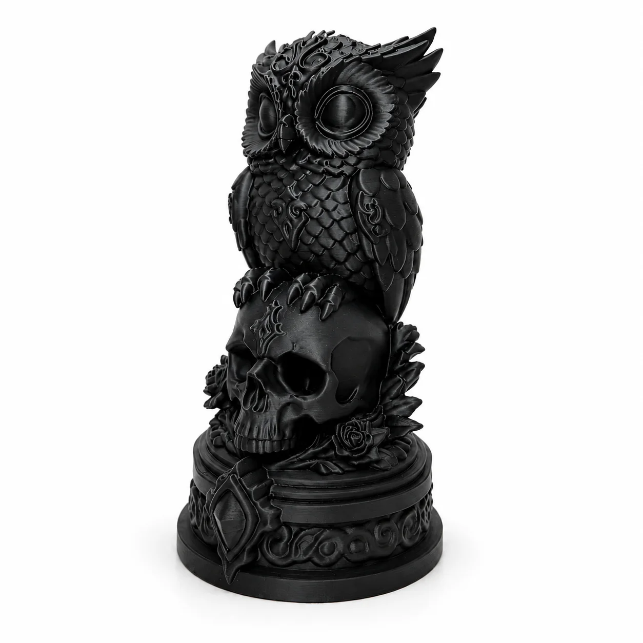 Detalle de Escultura Búho con Calavera 17 cm