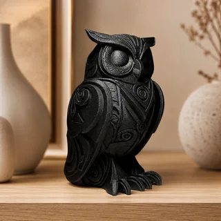 Escultura Búho con Grabados 15 cm - Ariz Creativo
