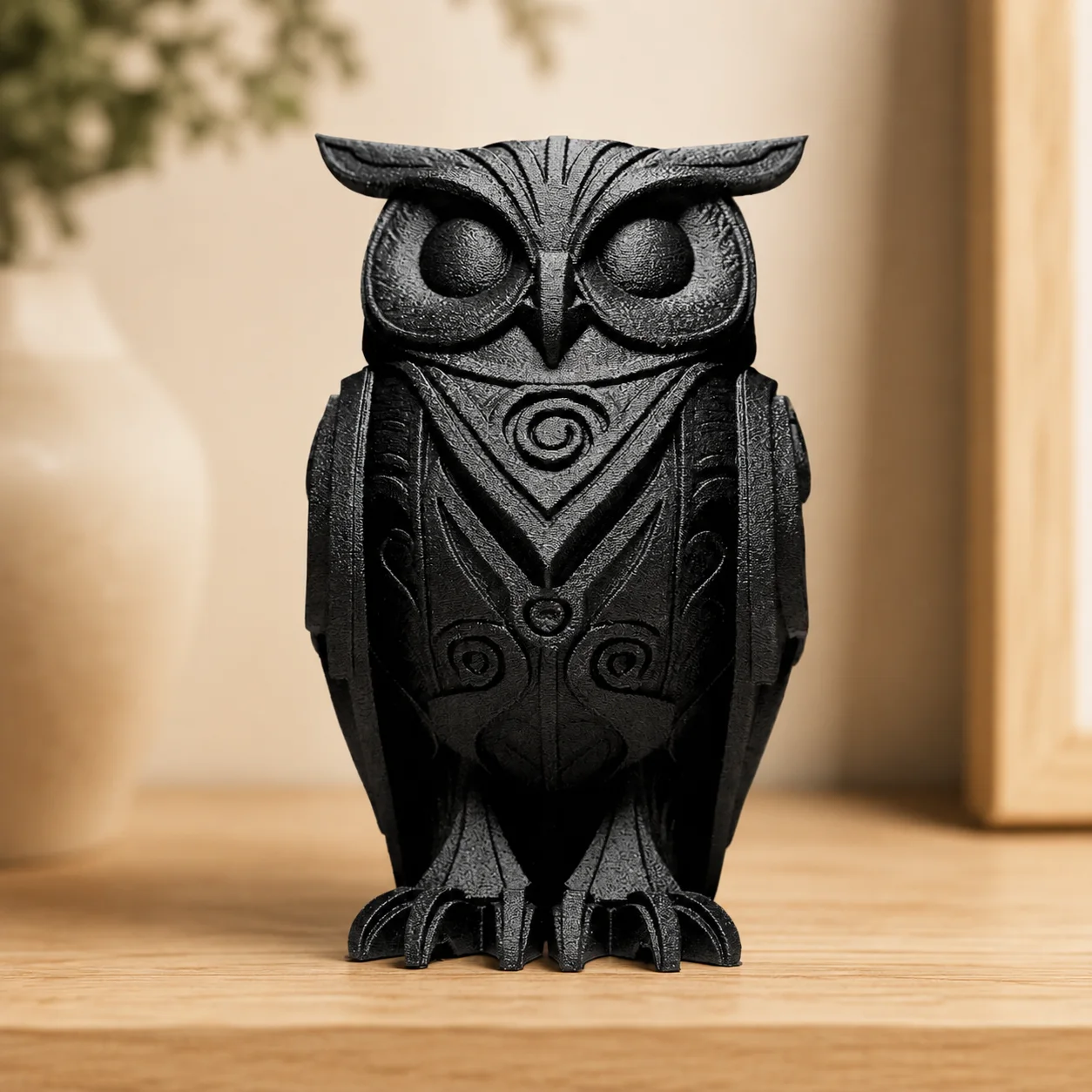 Escultura Búho con Grabados 15 cm - Ariz Creativo