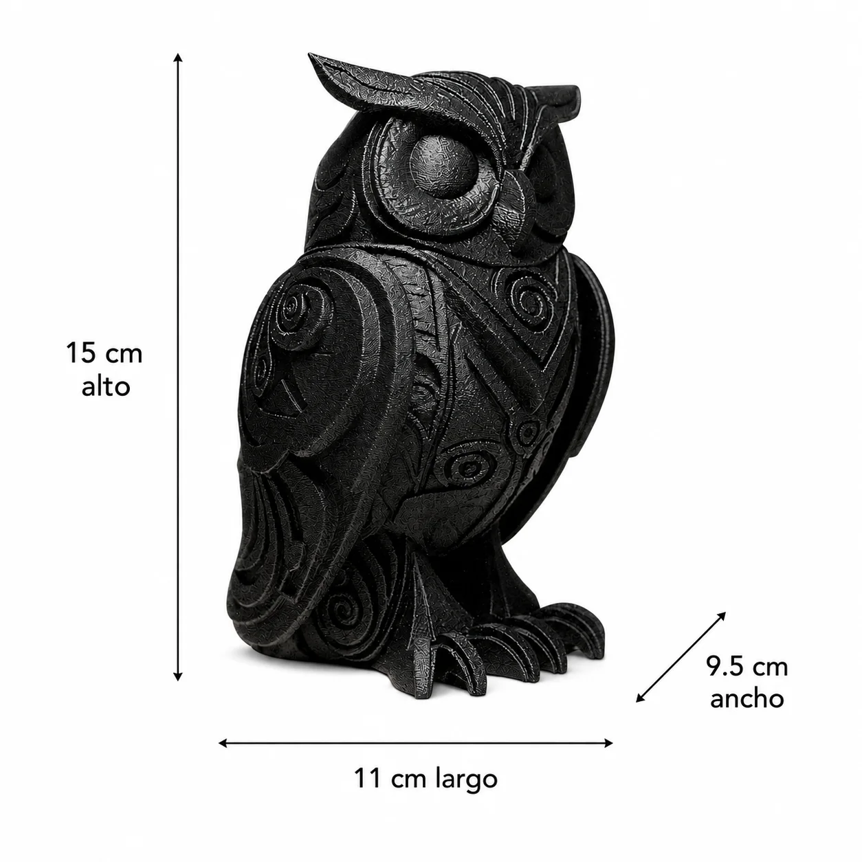 Escultura Búho con Grabados 15 cm - Ariz Creativo