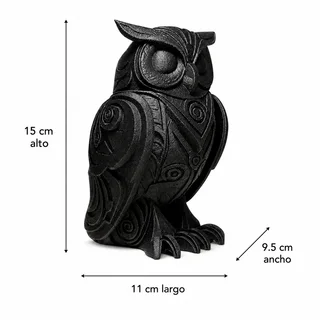 Escultura Búho con Grabados 15 cm - Ariz Creativo