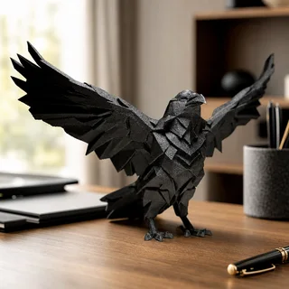 Escultura Cuervo Geométrico 20 cm - Ariz Creativo