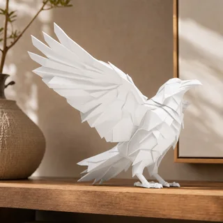 Escultura Cuervo Geométrico 20 cm - Ariz Creativo