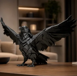 Escultura Cuervo Geométrico 20 cm - Ariz Creativo