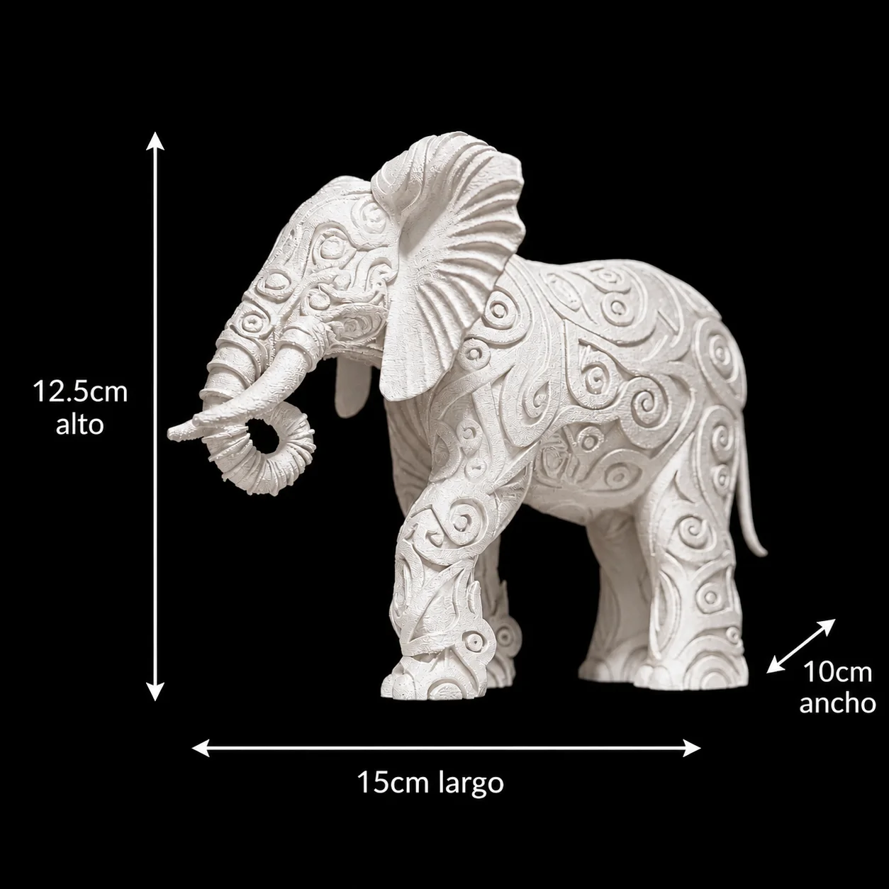 Escultura Elefante con Grabados 15 cm - Ariz Creativo