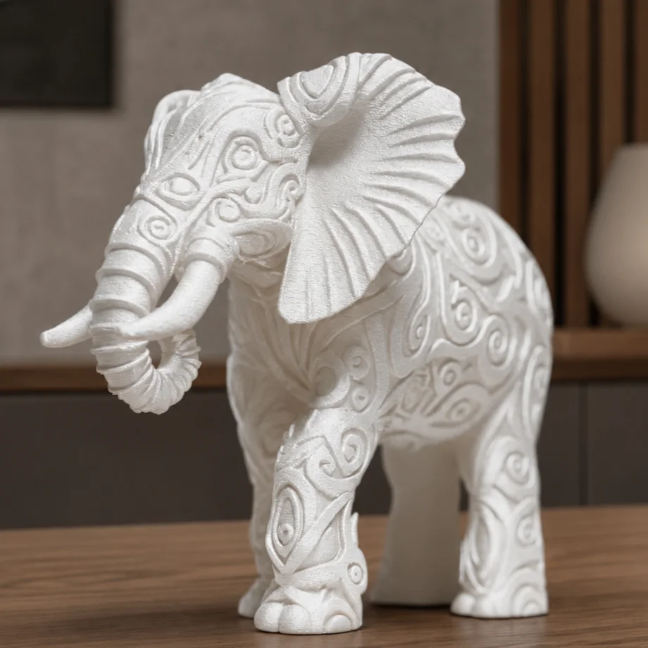 Detalle de Escultura Elefante con Grabados 15 cm