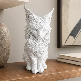 Escultura Gato Rúnico 18 cm - Ariz Creativo