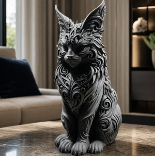 Escultura Gato Rúnico 18 cm - Ariz Creativo
