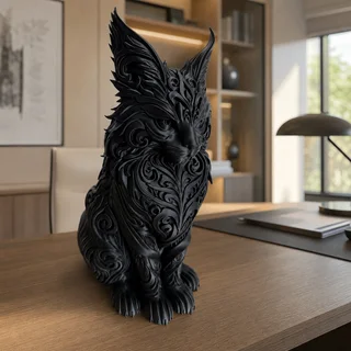 Escultura Gato Rúnico 18 cm - Ariz Creativo