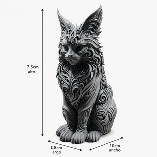 Escultura Gato Rúnico 18 cm - Ariz Creativo