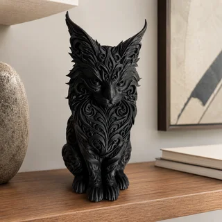 Escultura Gato Rúnico 18 cm - Ariz Creativo