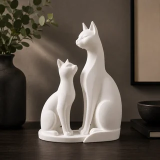 Escultura Gatos Madre e Hija 17 cm