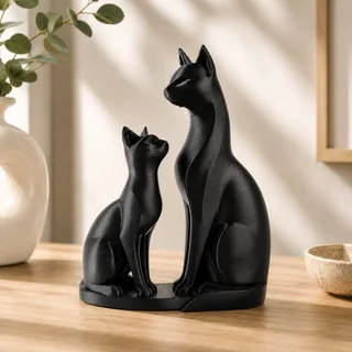 Escultura Gatos Madre e Hija 17 cm - Ariz Creativo