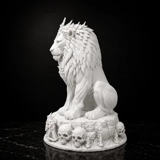 Escultura León con Calaveras 17 cm - Ariz Creativo