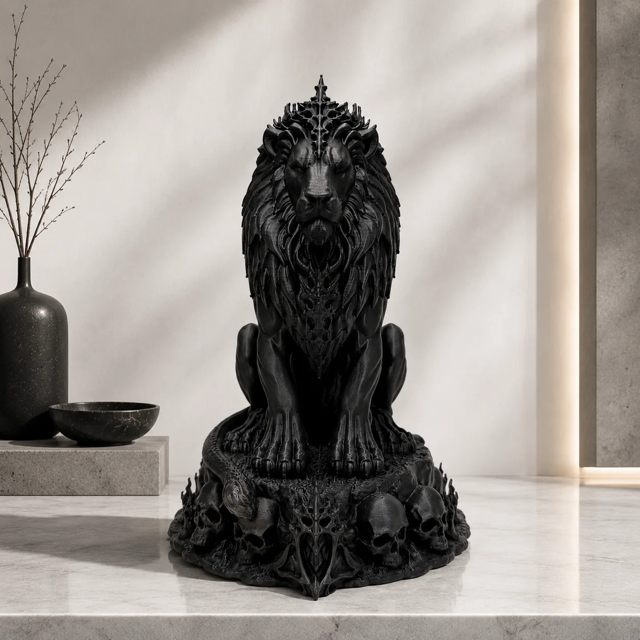 Escultura León con Calaveras 17 cm - Ariz Creativo