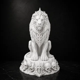 Escultura León con Calaveras 17 cm - Ariz Creativo