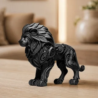 Escultura León con Grabados 15 cm - Ariz Creativo