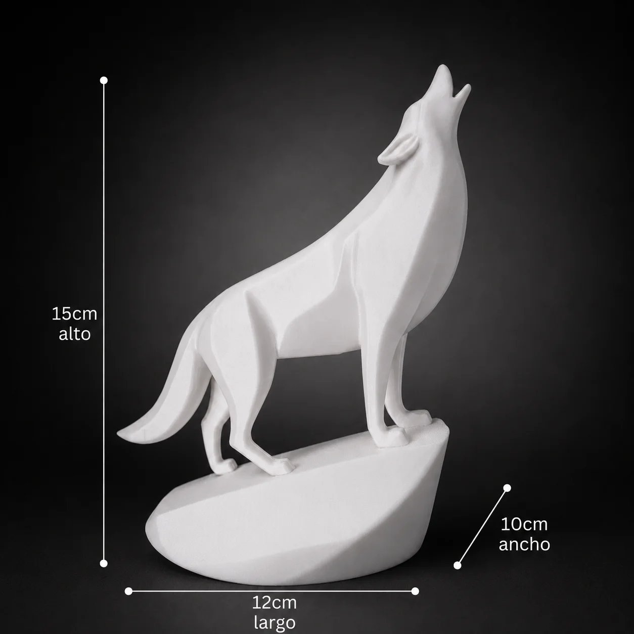 Escultura Lobo Aullador 15 cm - Ariz Creativo
