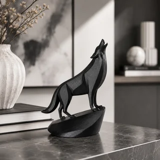 Escultura Lobo Aullador 15 cm - Ariz Creativo
