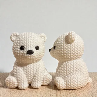 Figura Oso Polar Estilo Crochet - Ariz Creativo