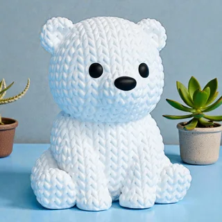 Figura Oso Polar Estilo Crochet - Ariz Creativo