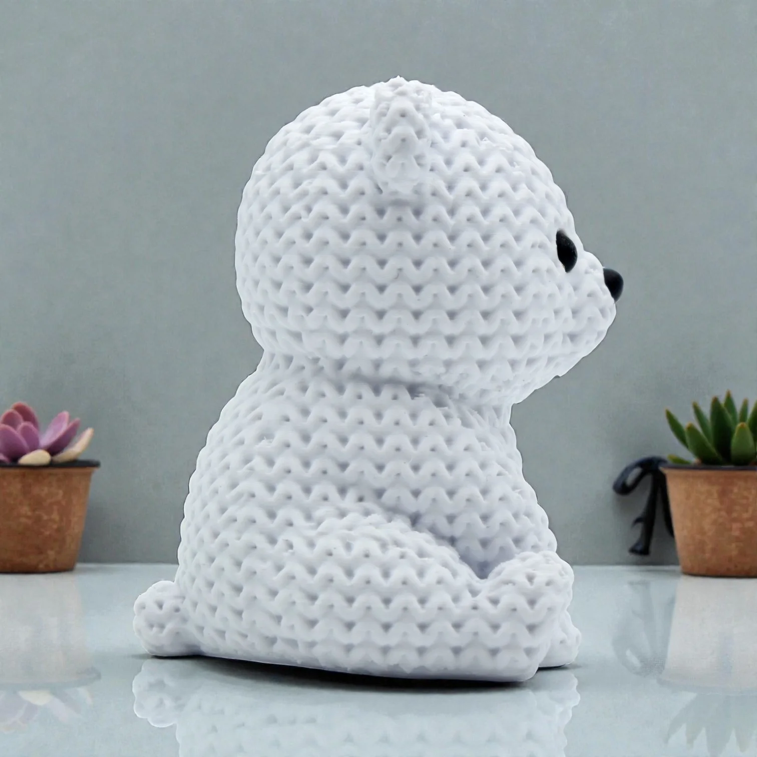 Detalle de Figura Oso Polar Estilo Crochet