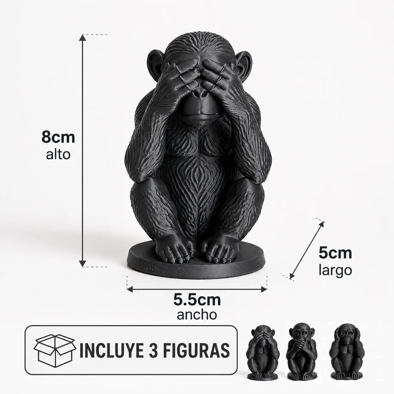 Set de 3 Monos Sabios - Ariz Creativo